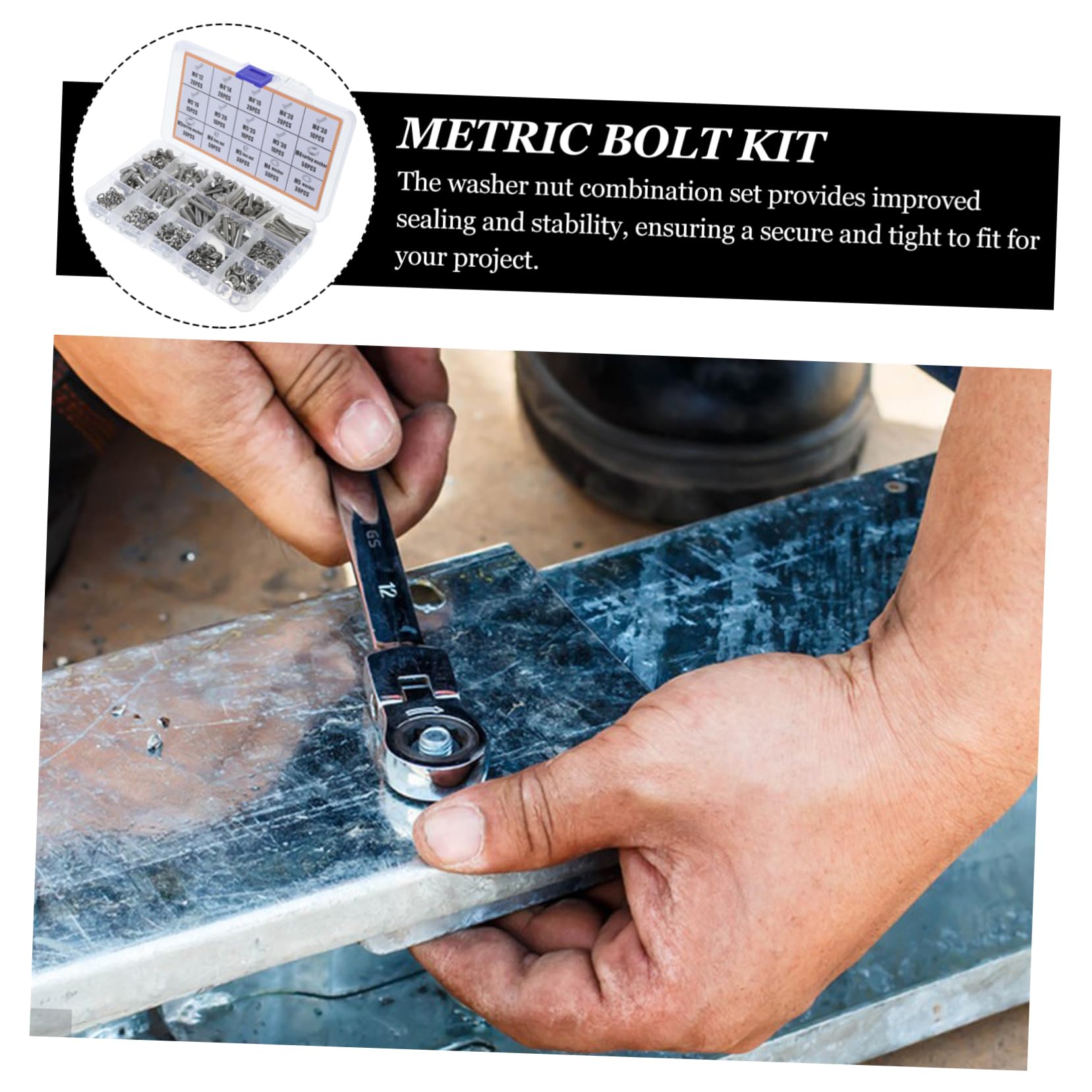 Cabilock 375Piezas Kit Tornillos Tuercas y Arandelas Inoxidable para Reparaciones de Maquinaria Muebles y Vehículos Resistente y Duradero