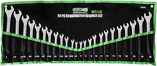 Grip 24 pc Raised Panel Combination Wrench Set MM/SAE - 12 point - Metric 7mm to 22mm - SAE 1/4” to 1" - Roll-up Storage P