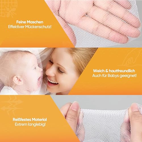 Sekey Großes Moskitonetz 0.6 x 2.5 x 12 m, 220 Mesh Feinmaschiges Doppelbett Einzelbett Mückenschutz mit Klebehaken Schrauben, 1 Eingänge, Fliegengitter Insektennetz für Indoor Outdoor Reise, Weiß - 4