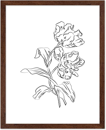 Miniatura 162 de Poster Master Póster de peonías – Estampado de flores retro – Ilustración floral – Ilustración en blanco y negro – Diseño de línea y abstracto –