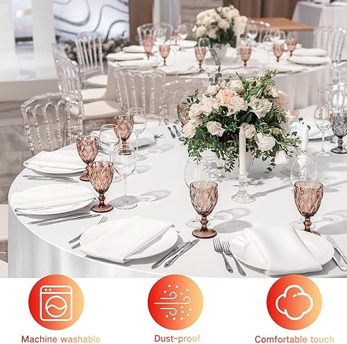 Miniatura 3 de Tudomro 8 manteles redondos de satén de 108 pulgadas, superpuestos, de tela suave, para bodas, recepciones, fiestas, banquetes, decoración de mesa