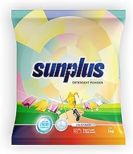 Sunplus Detergent Powder 1 kg - Advanced Color Protection, Long-Lasting Fresh Lime Fragrance for All Fabrics, Anti-Re-deposition Formula, Powerful Wash Boosters