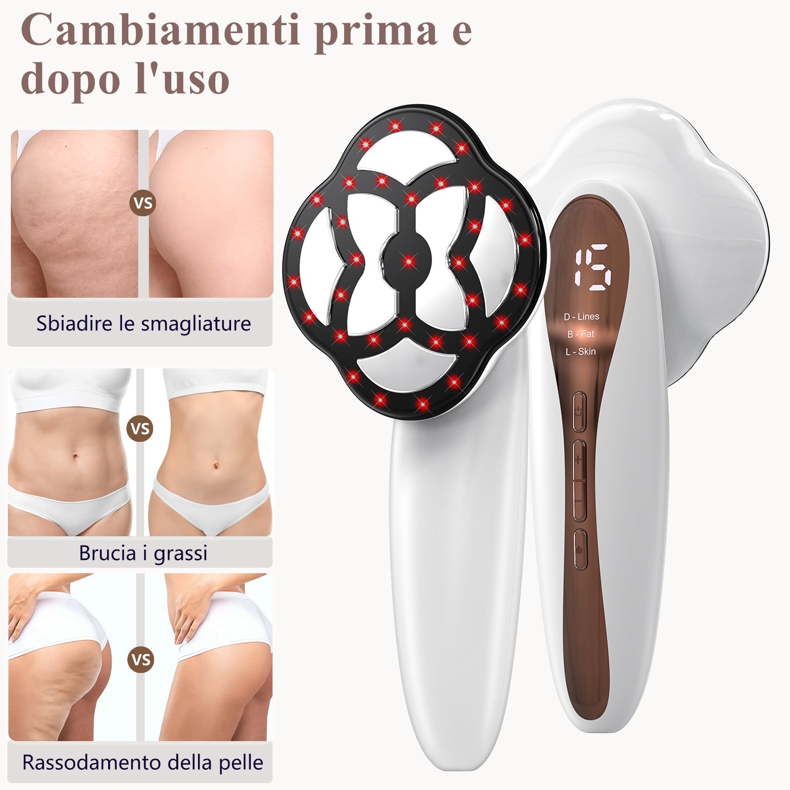 Robofun Massaggiatore Anticellulite Professionale, 3 in 1 Massaggiatore Anticellulite Elettrico con 15 Livelli & 3 Modalità e Riscaldamento di Lavoro Unisex per Vita, Braccia, Vita, Glutei