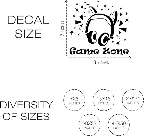 Miniatura 3 de A Top Design Gamer Girl Room Decor - Calcomanías de vinilo de pared para adolescentes de Game Zone, calcomanías de vinilo para pared, auriculares de