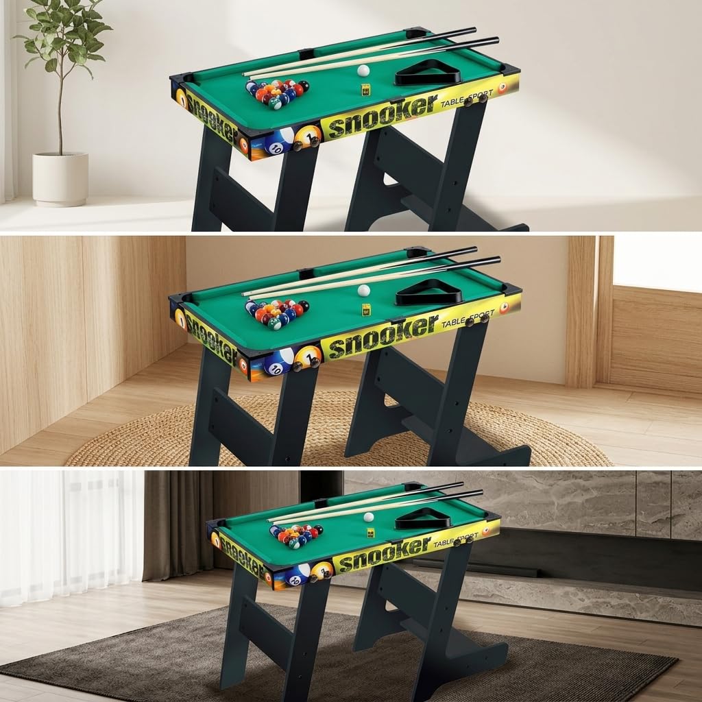 Biliardo per Bambini, Mini Biliardo da Tavolo in Legno con Accessori Completi, Salvaspazio