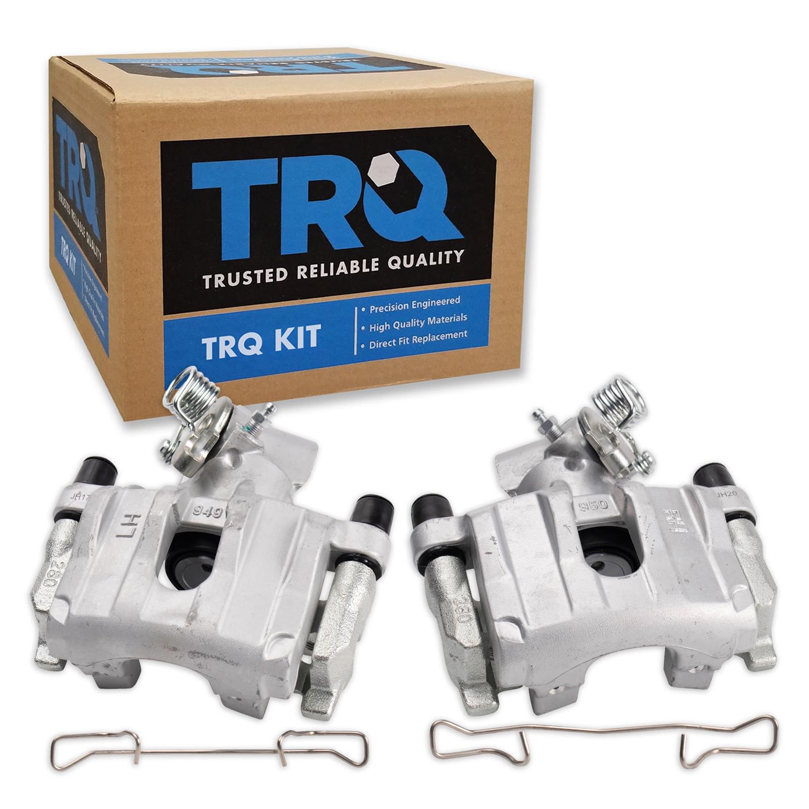 TRQ Rear Brake Caliper Set Zinc Coated Brackets