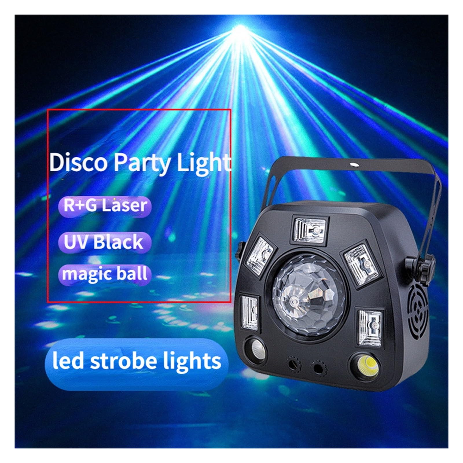 Luci DJ, 4IN1 LED DJ Lights Proiettore remoto Strobe Magic Ball UV Black Stage Lighting Effect DJ Disco Party Holiday Dance Bar per feste, bar, club, matrimoni, Halloween, Natale