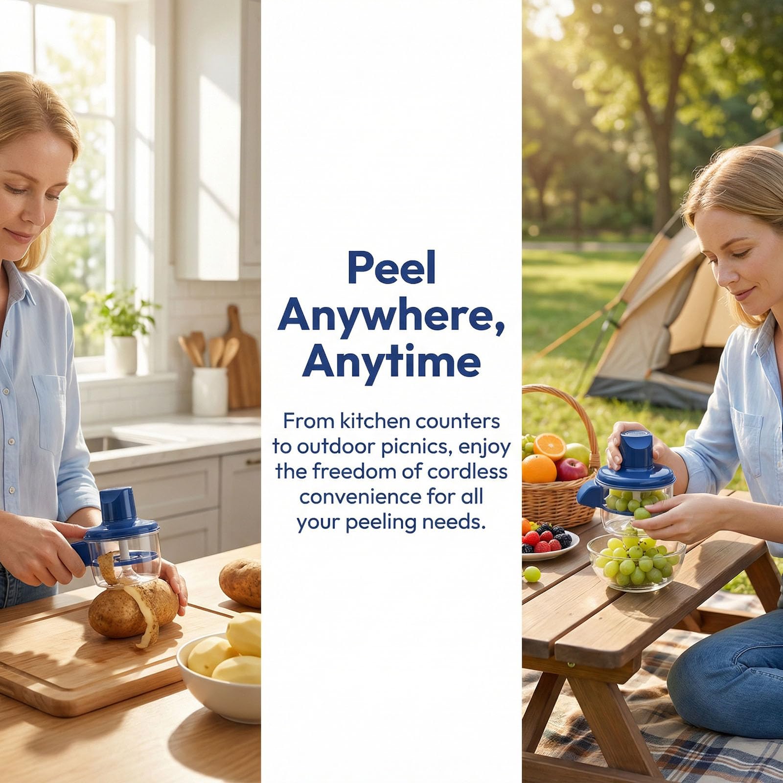 Peel Blitz - Pelador automático de frutas y verduras, pelador eléctrico de patatas y máquina peladora de ajo, máquina inalámbrica recargable para preparación de cocina