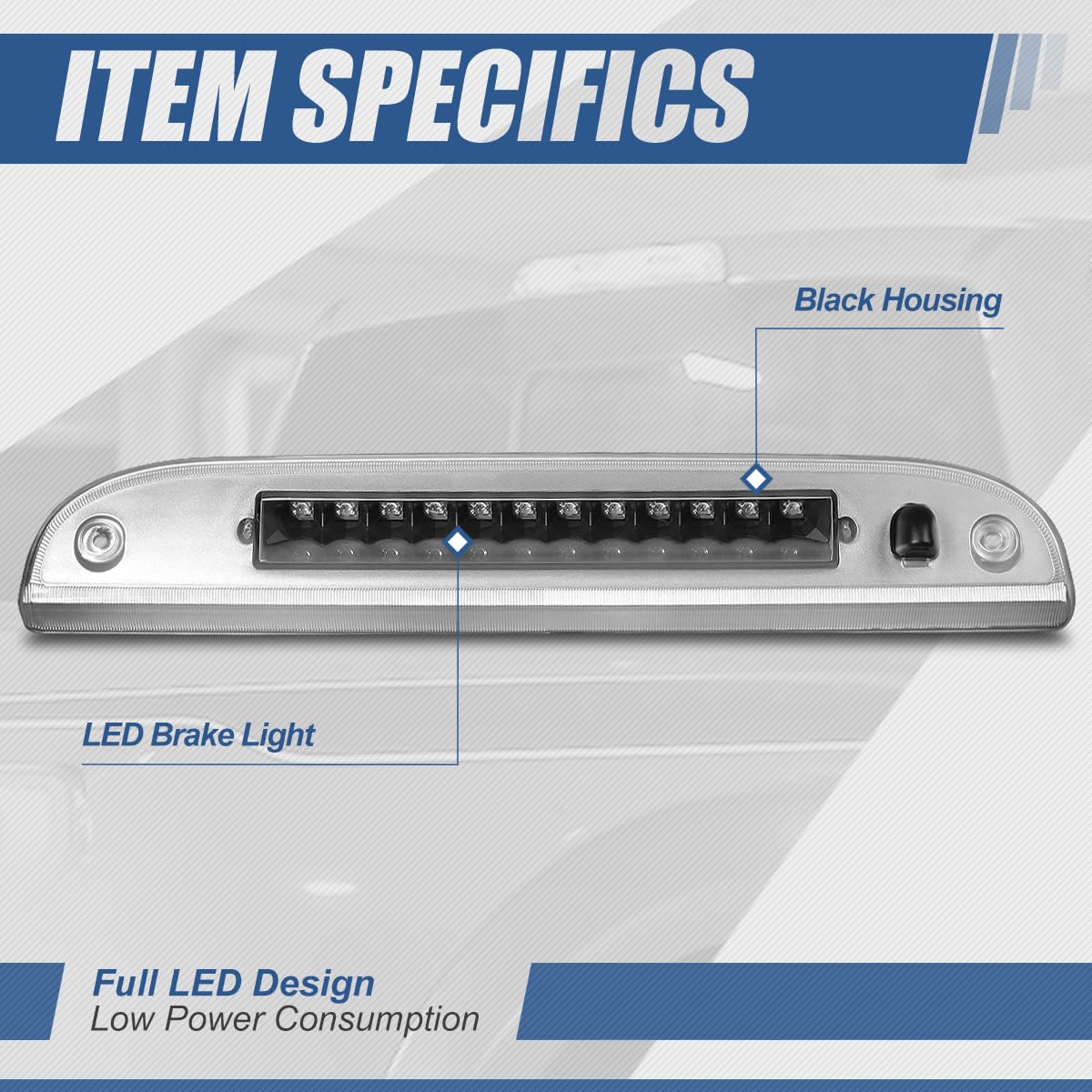 Auto Dynasty Black Housing LED 3rd Third Tail Brake Light Lamp+Sprayer Nozzle Compatible with Explorer 02-10 / Mountaineer 06-10