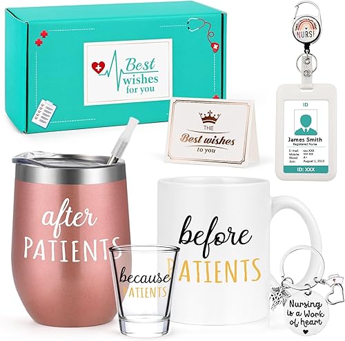 Miniatura 1 de Gtmileo Set de regalo para enfermeras para mujeres, 11 onzas, taza de café de 12 onzas, vaso de vino de 2 onzas, juego de regalo para enfermera,