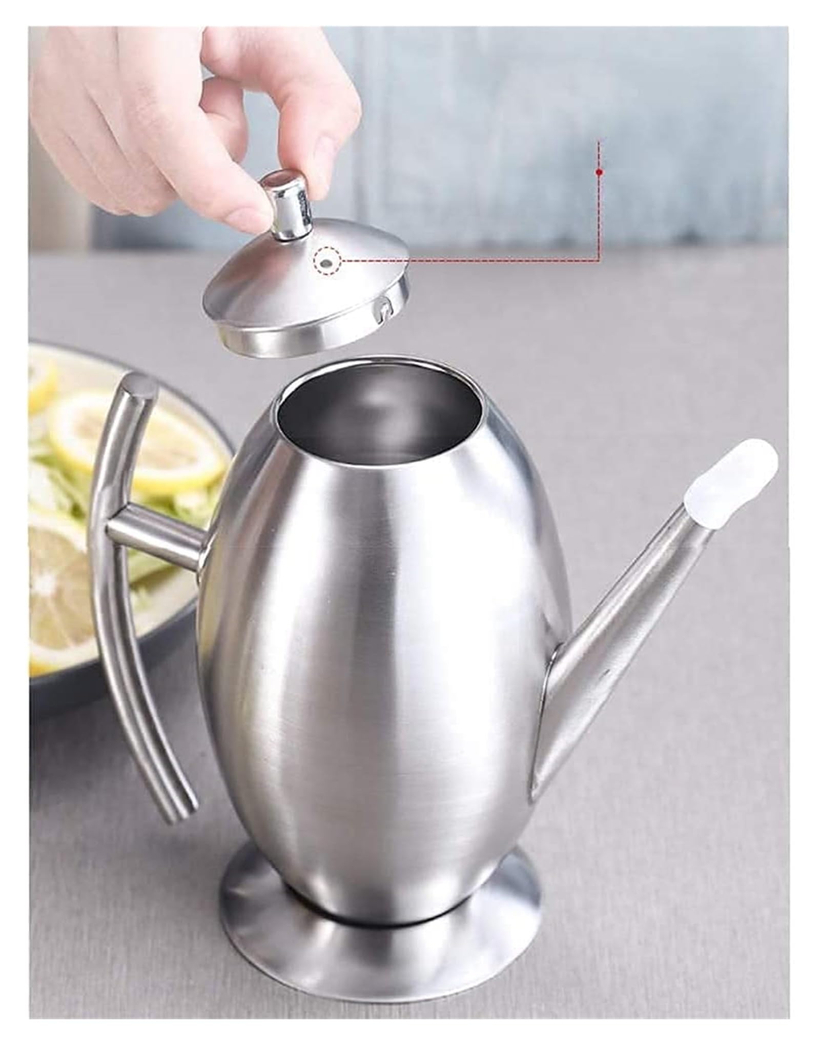 Dispensador de aceite y vinagre de acero inoxidable, 500 ml, con boquilla antigoteo, para cocina, salsa de soja, elegante y esencial para cocinar y aderezos