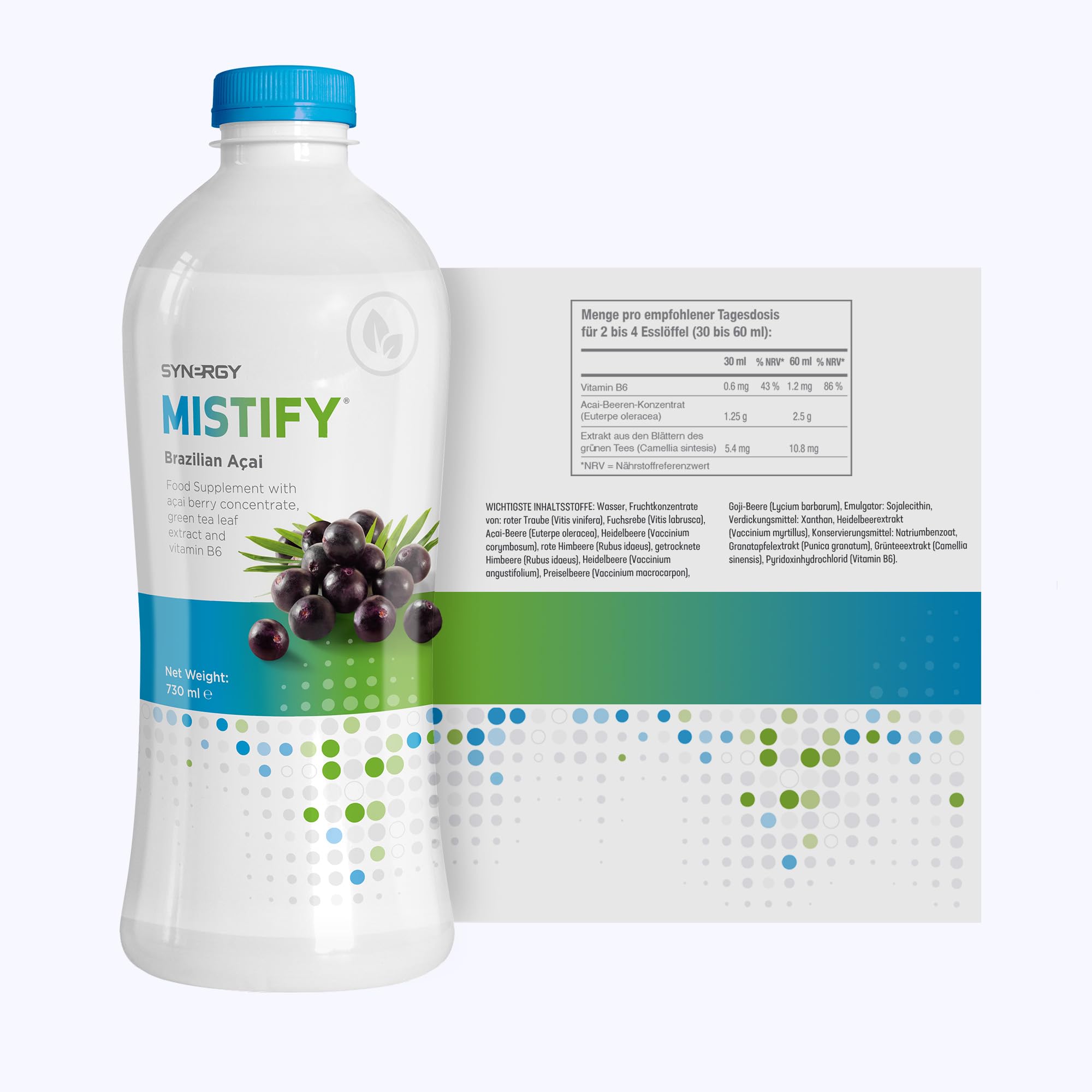 Synergy WorldWide Acai Liquid mit grünem Tee & Beeren 730ml | Detox | Unterstützt das Immunsystem, die Energie und das Nervensystem | Antioxidans | Synergy WorldWide Mistify | 24 Portionen
