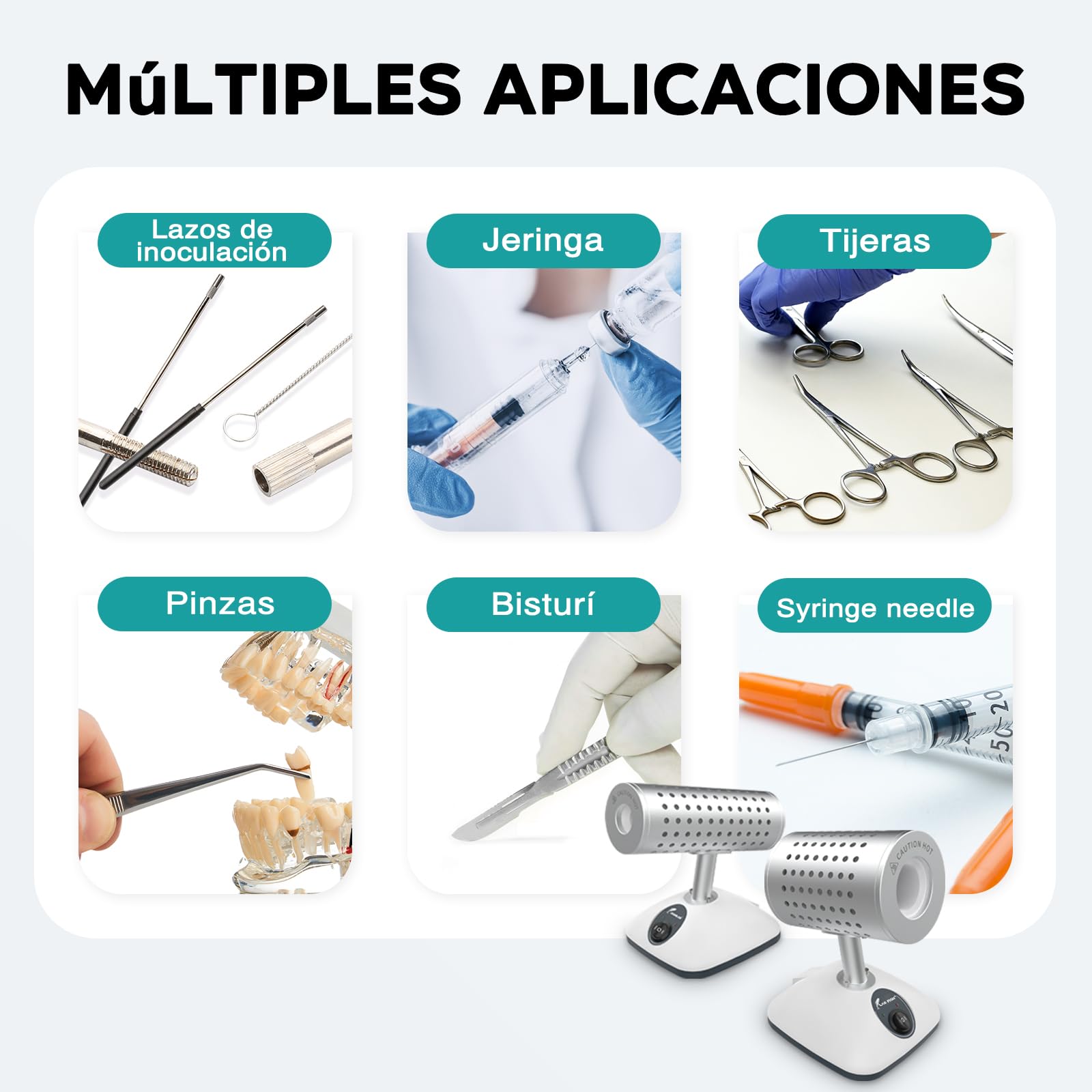 LABFISH Esterilizador Infrarrojo Esterilizadores De Bisturí 825°C Esterilizador De Bucle De Inoculación Para Herramientas De Micología De Laboratorio 150W