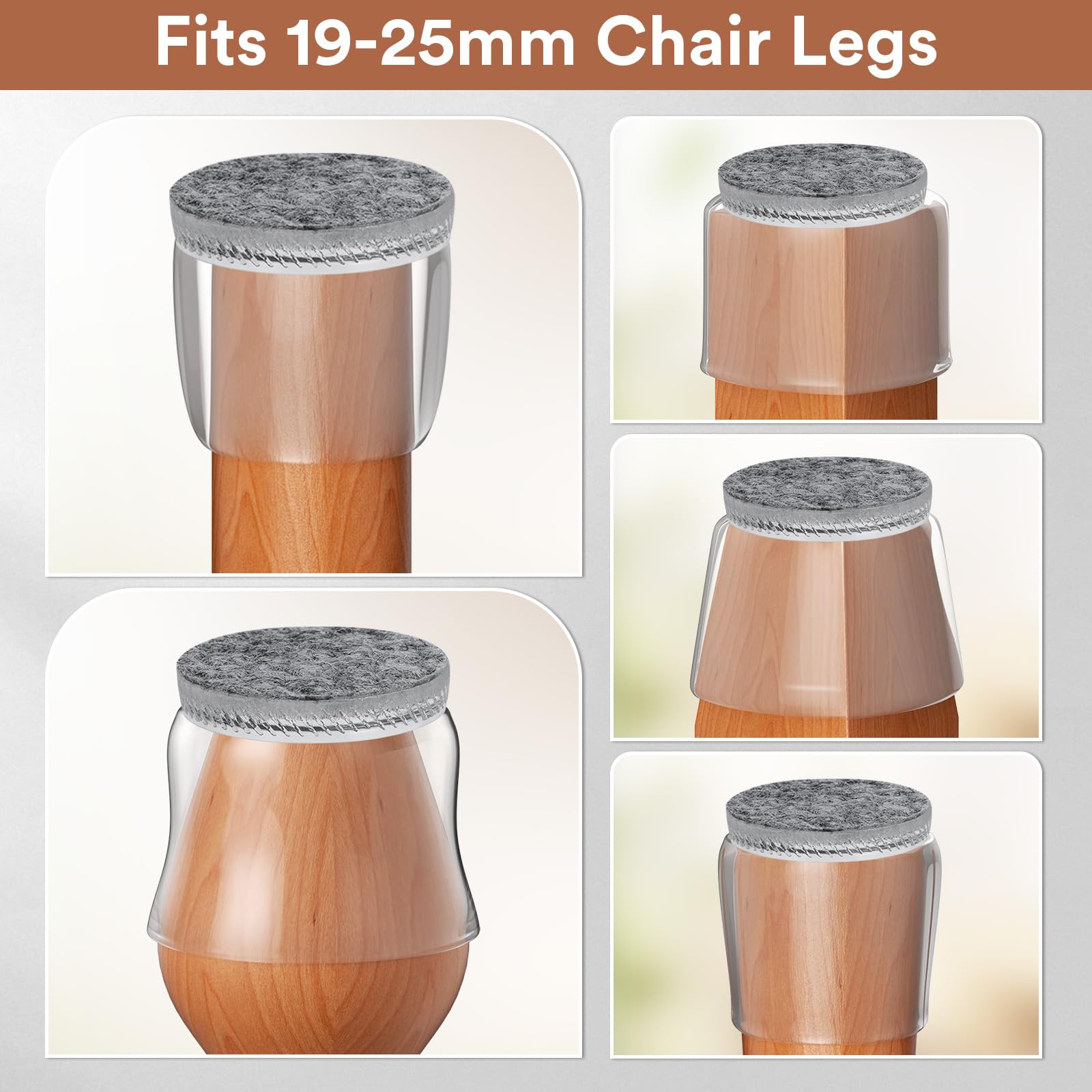 Euqvunn 18pcs Chair Leg Floor Protectors, Floor Protectors for Furniture Legs Stool Leg Covers with Wrapped Felt - Image 2