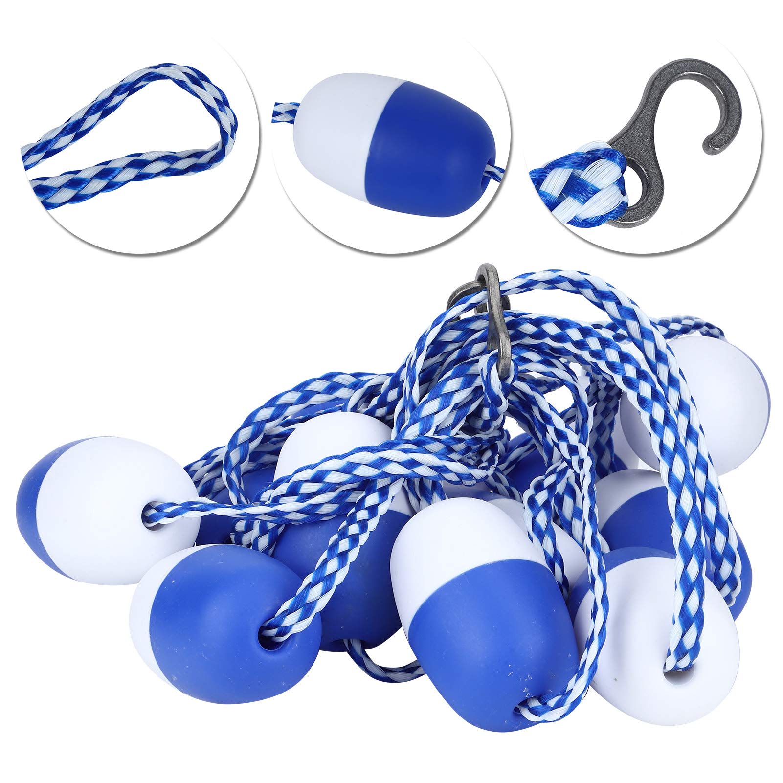 Corde flottante de sécurité pour piscine, 16,4 pieds pour diviser la ligne flottante de la zone de voie, accessoires de ligne de bouée flottante pour piscine, pour les eaux peu profondes du spa
