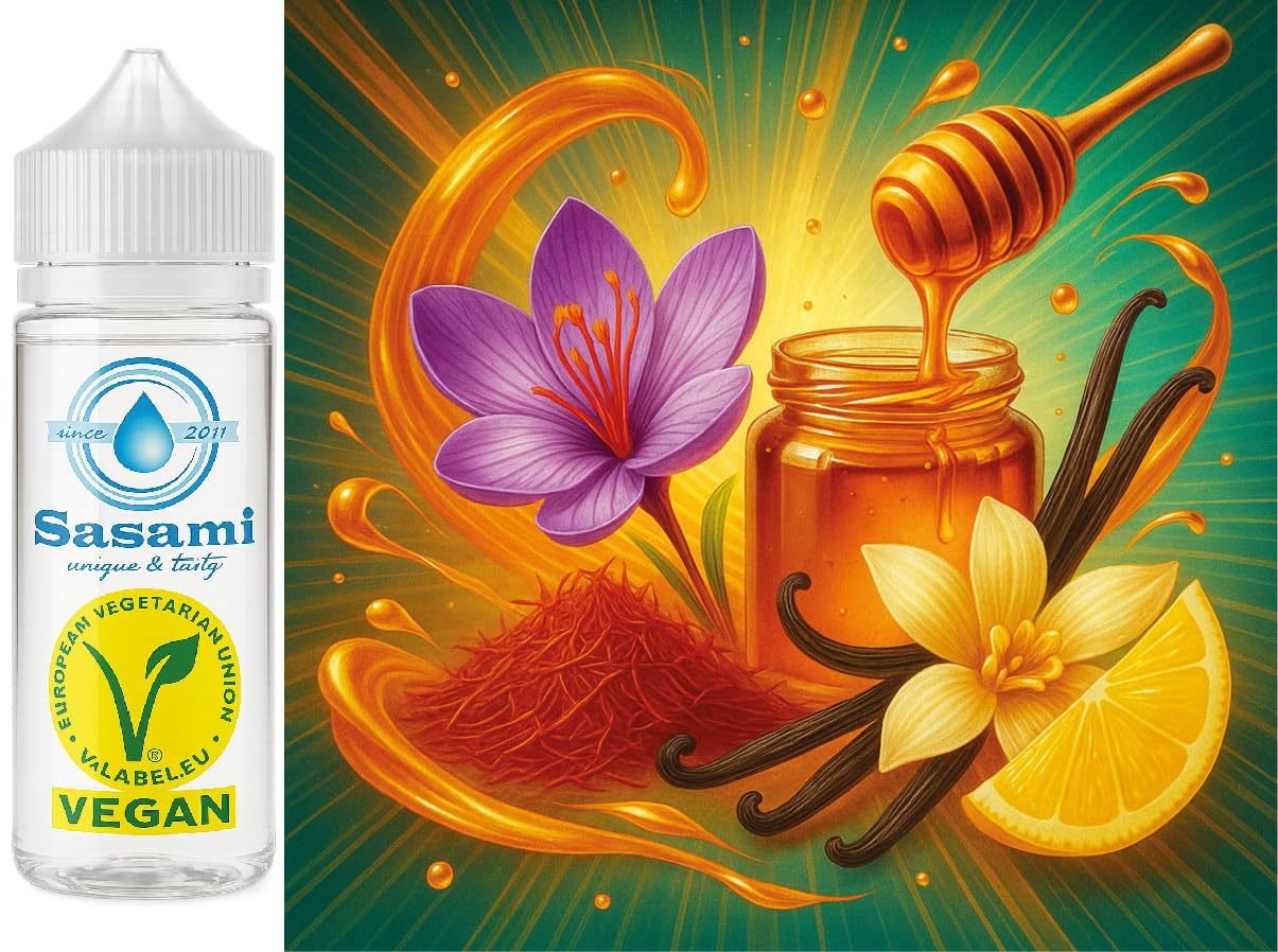 Saffron-Honey Whisper – szafran, miód, wanilia i cytryna aromat koncentrat – Wegański – Sasami – 100ml
