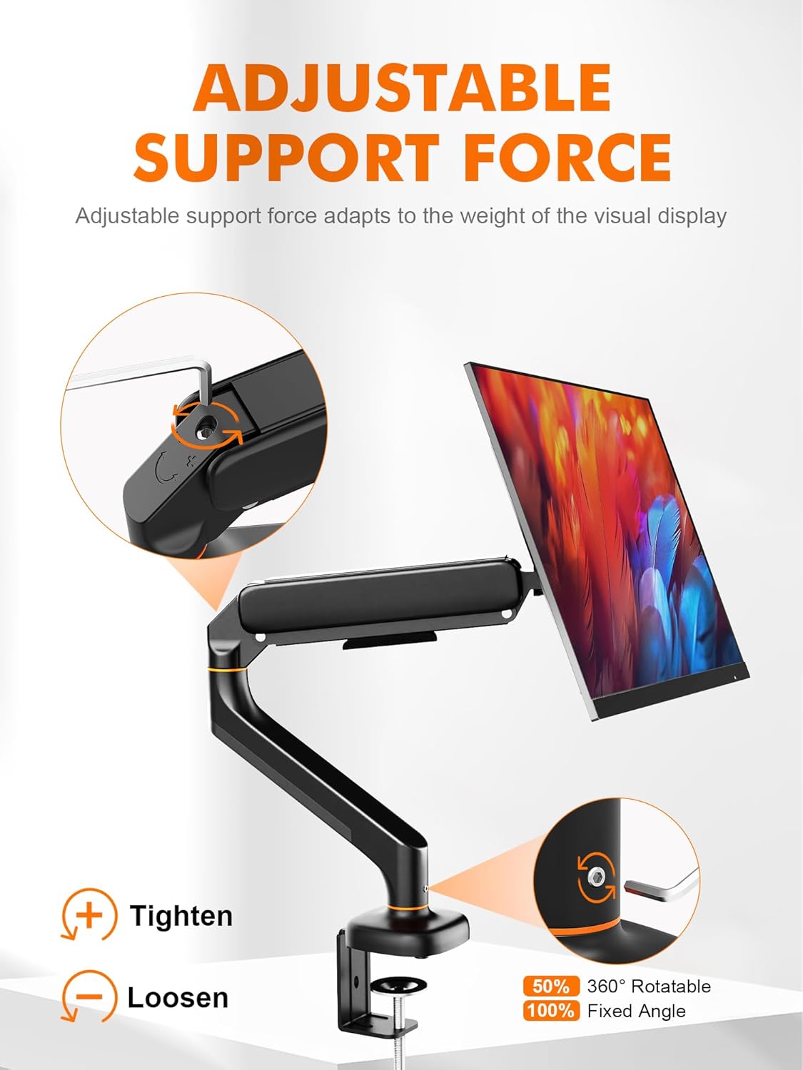Adjustable support force mechanism for Ibergrif MA001 Monitor Mount