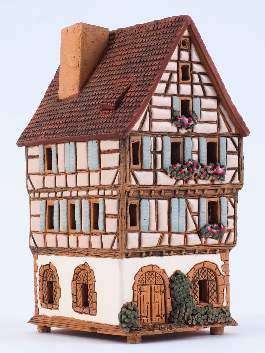 Ceramiczny świecznik na podgrzewacze, dekoracja pokoju, kolekcjonerska miniaturowa replika oryginalnego domu w Colmar, A252