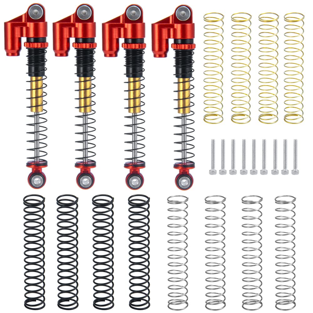 ZuoLan RC Car Shocks 48mm Adjustable Absorber Damper for 1/24 Axial SCX24 AXI90081 Deadbolt AXI00005/AXI00006 RC Crawler Car Upgrades (Red)