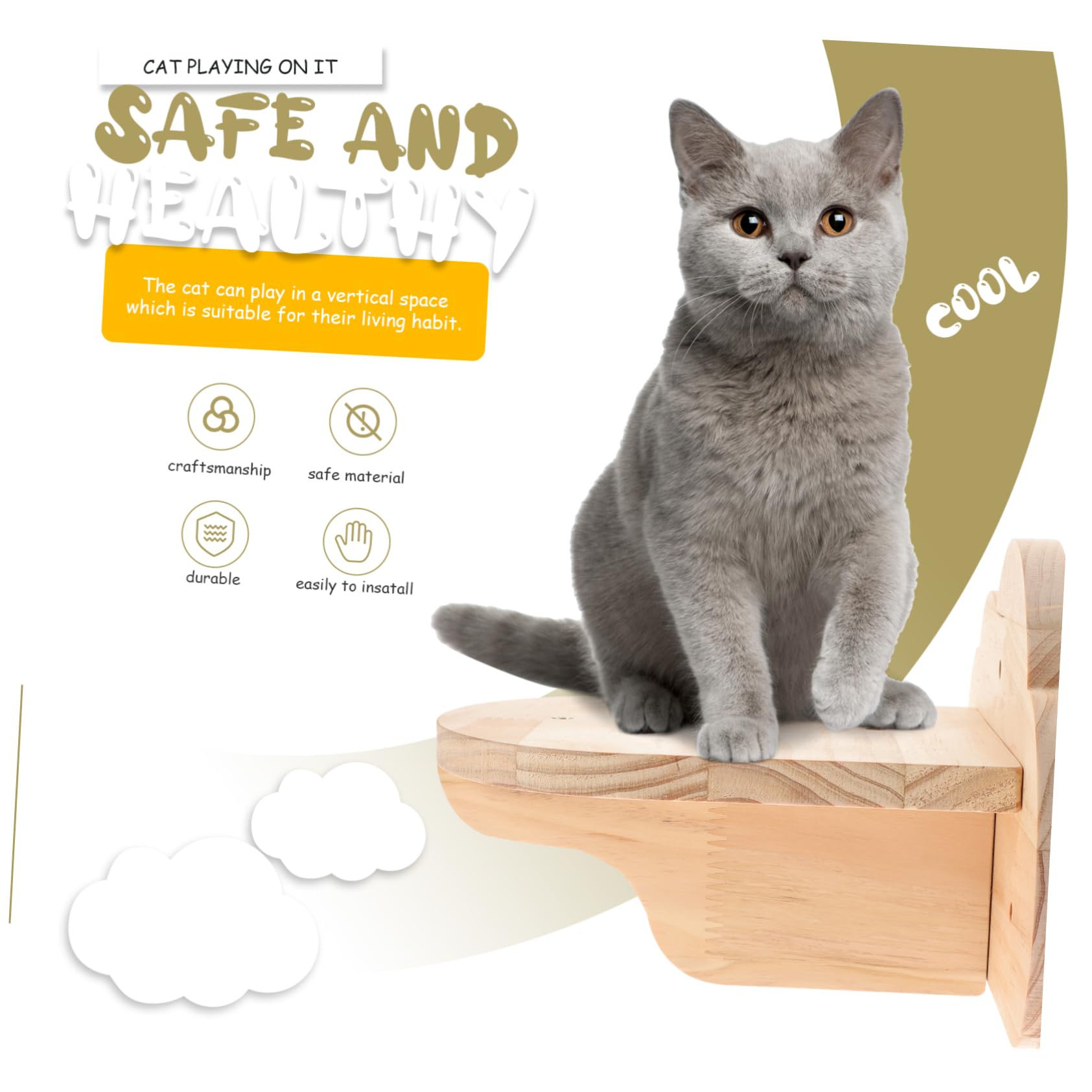 Scala per Gatti e Criceti, Piattaforma in Legno Regolabile | Interno, Salvaspazio, Decorazione da Gabbia, Accessorio Multiuso per Animali Domestici