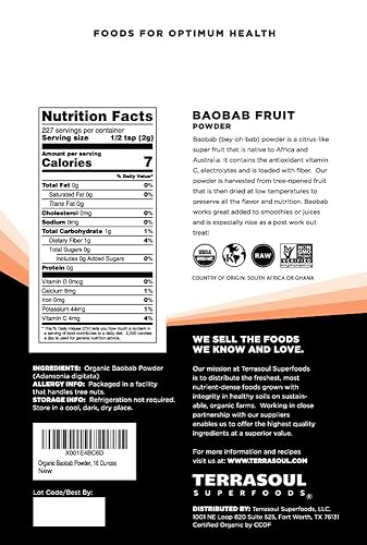 Miniatura 2 de Terrasoul Superfoods Baobab - Polvo de fruta orgánica 12 onzas