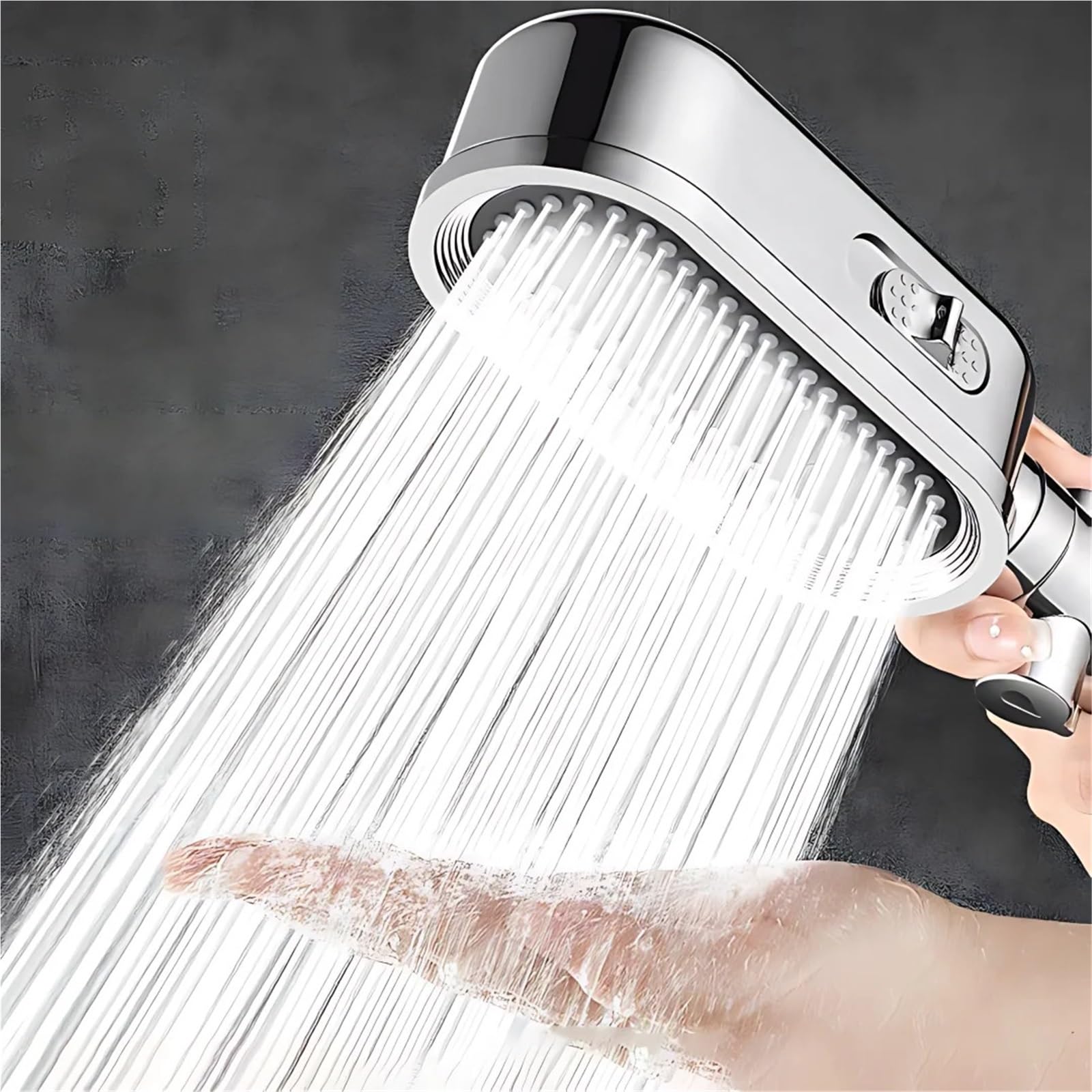 Pomme De Douche Pommeau de Douche Haute Pression, 3 Modes de Douche réglables, douchette filtrée à économie d'eau, mélangeur de Douche à Main, Accessoires de Salle de Bains(Silver Showerhead)