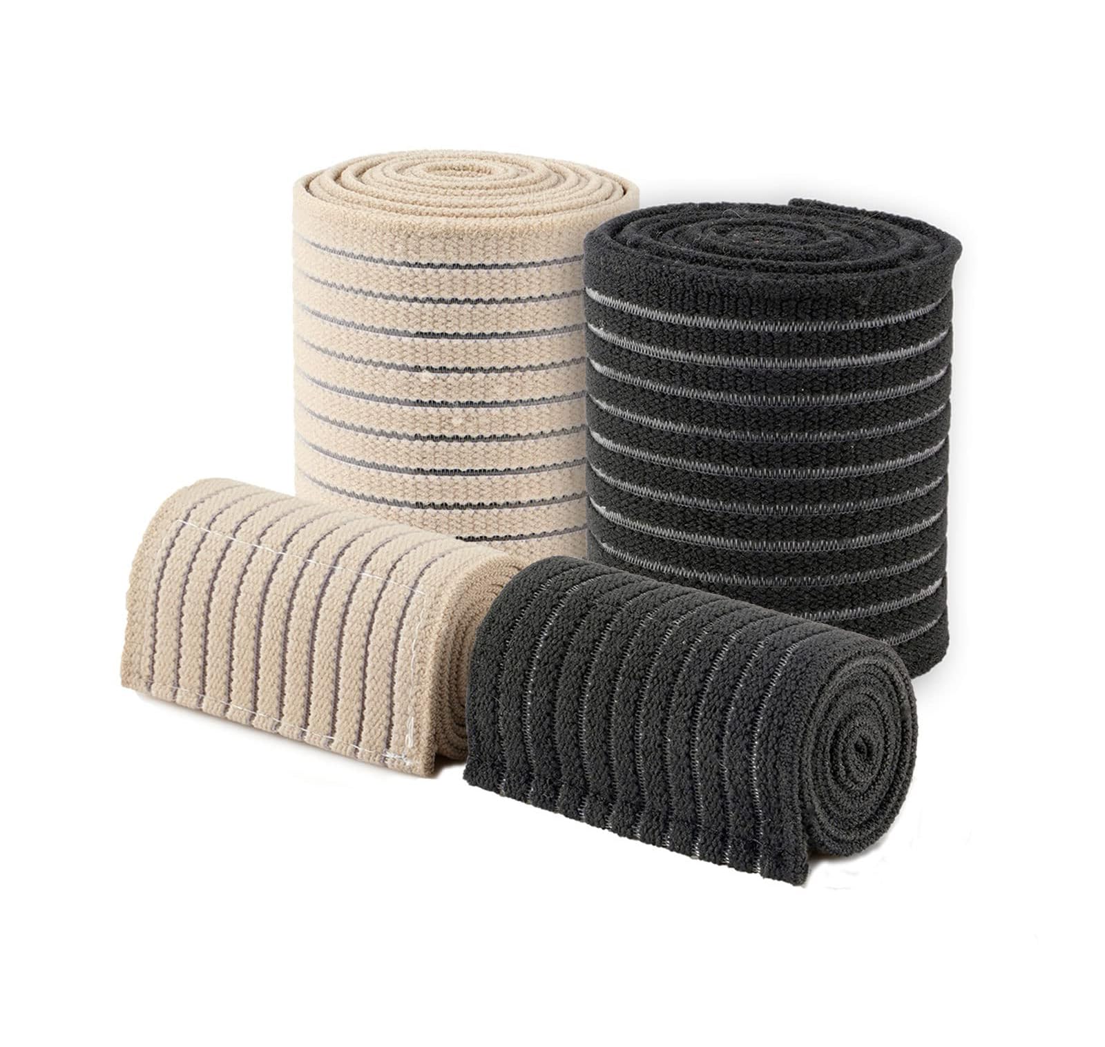 Sweet seven Universal Calf Compression Sleeves - 4 Pack Adjustable Support for Multiple Braces - Knee, Ankle, Wrist, Elbow, Black & Skin Elastic Bandages