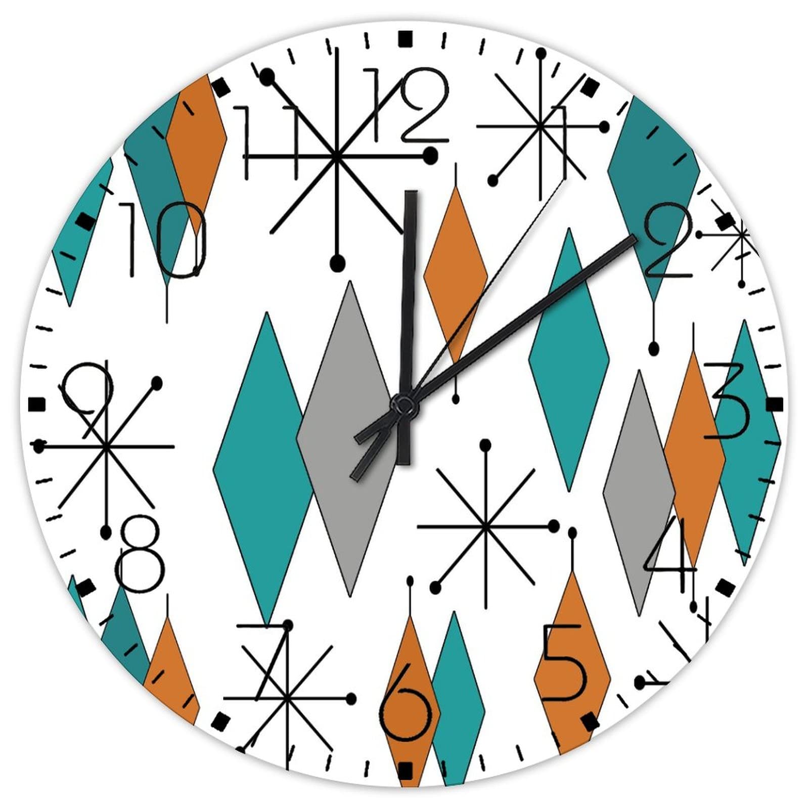 Horloge murale en bois analogique ronde géométrique style campagnard abstrait