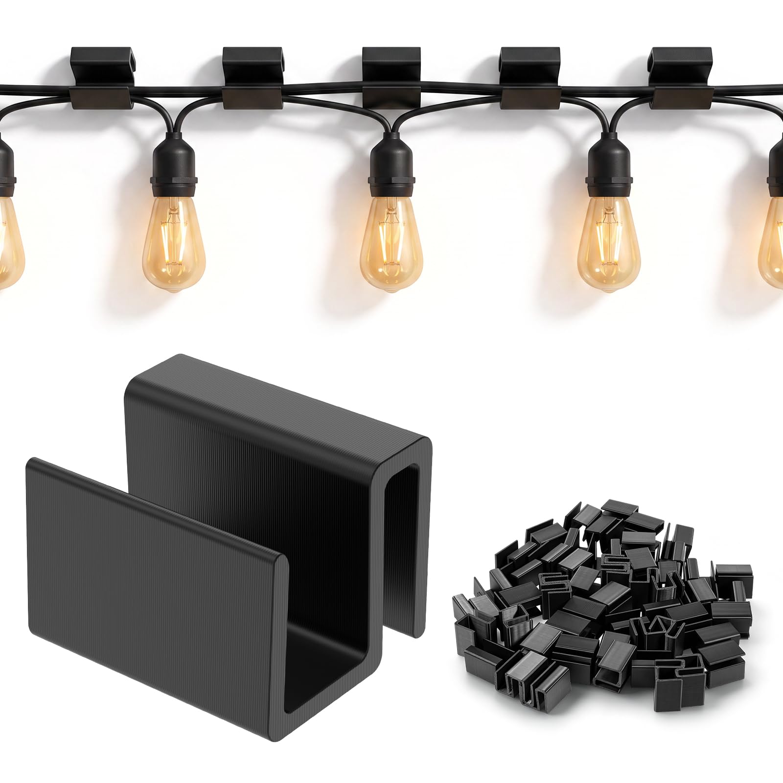 60 Pack String Light Clips, Fairy Light Hooks For Mirador Pergola(black)