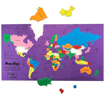 Imagimake: Mapology World- World Map And Its Countries- Learning Aid & Educational Toy- Jigsaw Puzzle- For Kids Age 4 And Above,Multicolor, 68 Pieces