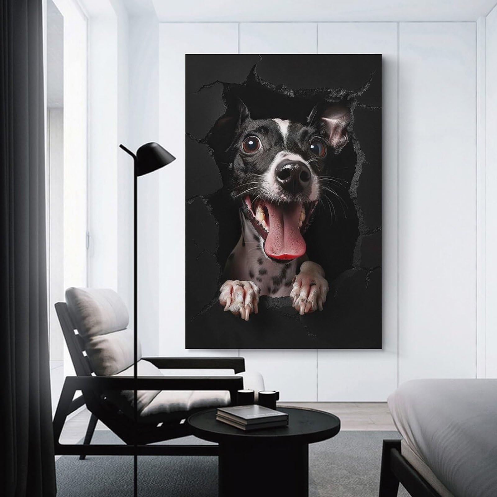 Junmoney Italian Greyhound Hanging Wall Art, 24x36inch(60x90cm), for Bedroom, Guest Room Or Reading Nook, Home Artwork with A Soft Interior Feel