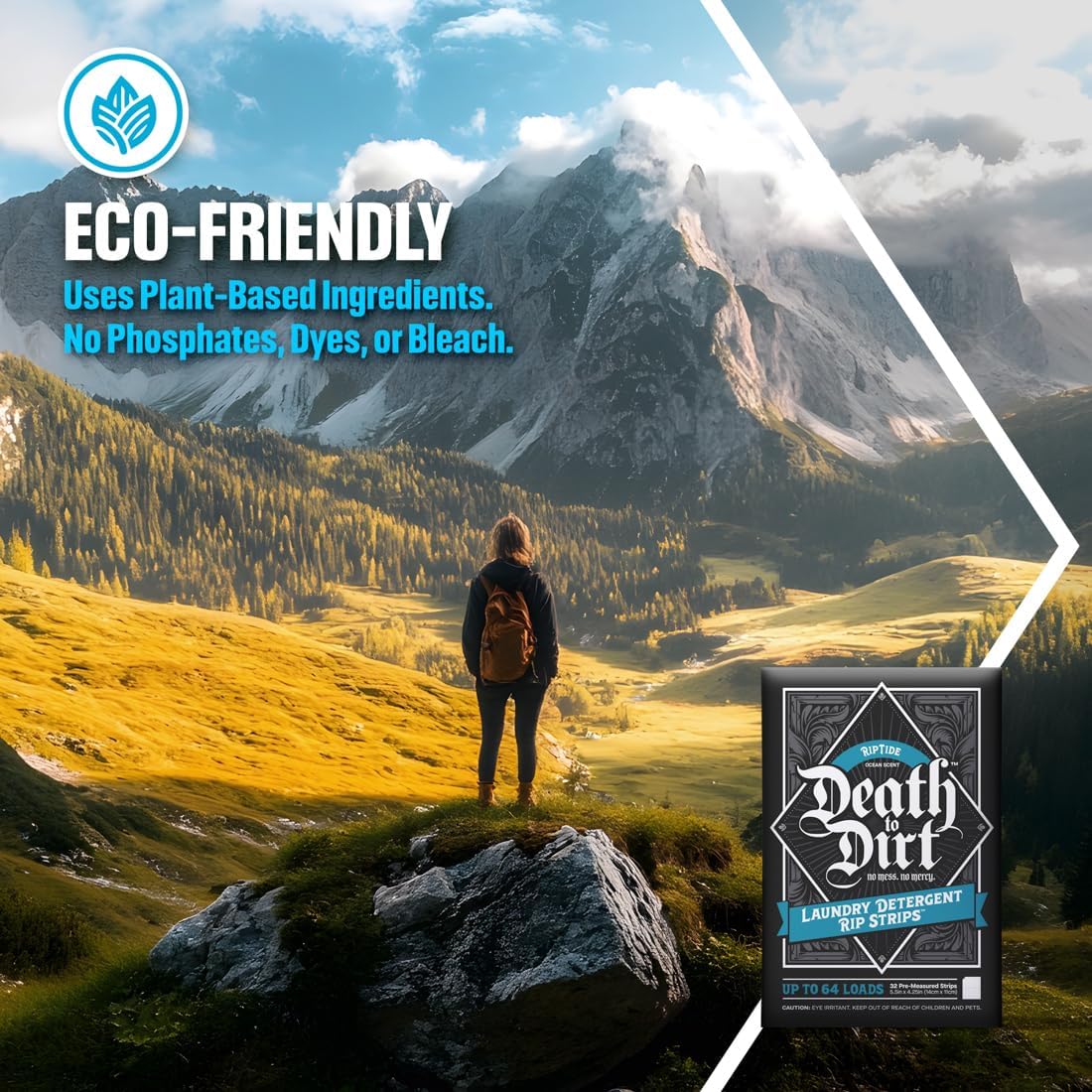 Death to Dirt Laundry Detergent Sheets, 192 Loads, Tough on Stains and Odors, Gentle on Skin and Fabric, Plant-Based & Eco-Friendly, RipTide Ocean Scent, 32ct (3 Pack) - Image 8