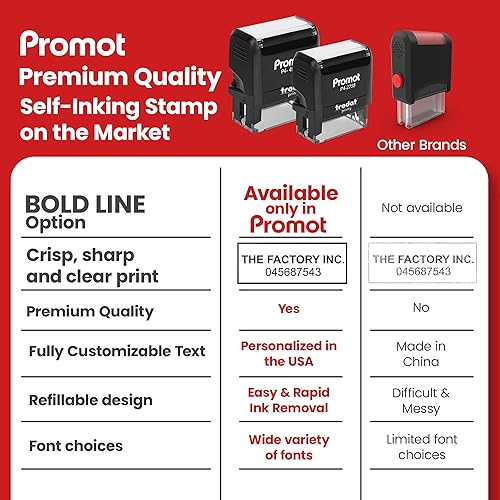 Miniatura 8 de Promot Sello personalizado autoentintado, hasta 5 líneas de texto personalizado, sello de dirección personalizado, sellos de oficina, sello de goma