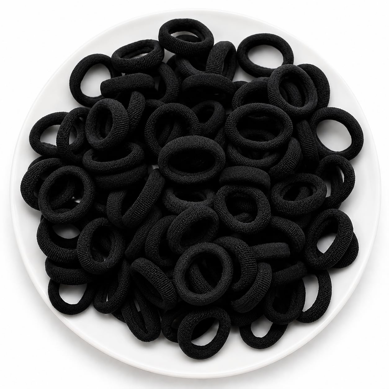 Hair Band Set for Women & Girls – Elastic Rubber Bands, Seamless No-Damage Ponytail Holders & Hair Ties Accessories (100, Black)-image-23