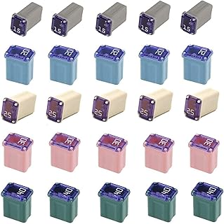 25 Pack Car Micro Cartridge Fuses Kit, 32V 15amp 20amp 25amp 30amp 40amp, FMM Fuses MCASE Type,Slow Blow Fuse for Cars, Trucks, and SUV - 15A/20A/25A/30A/40A Each 5pcs, with Storage Box