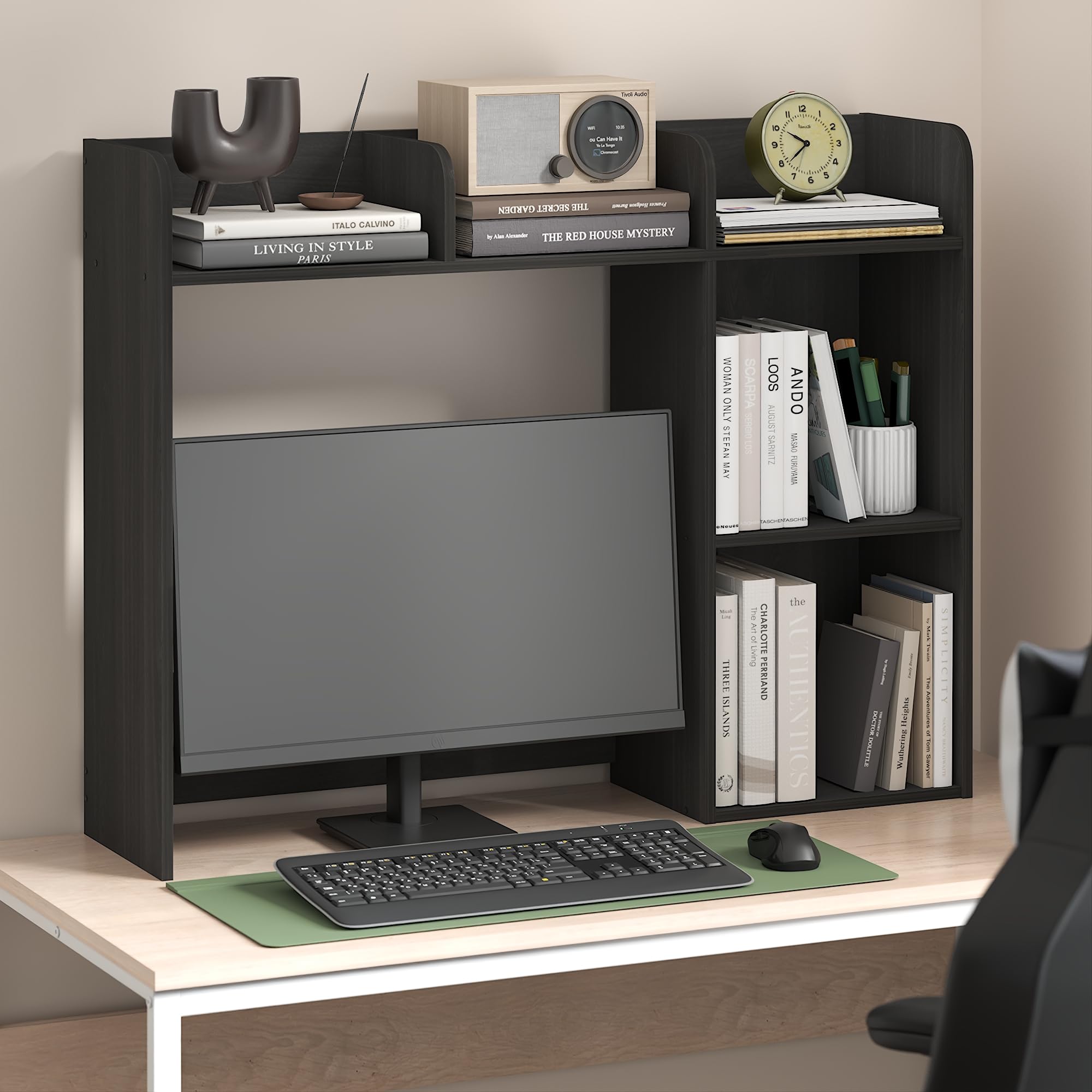 Furinno BASIC Desk Shelf, 5-Shelf Desktop Hutch, Book Shelf, Desk Organzier, for Office Supplies, Office Desk Accessories, Espresso