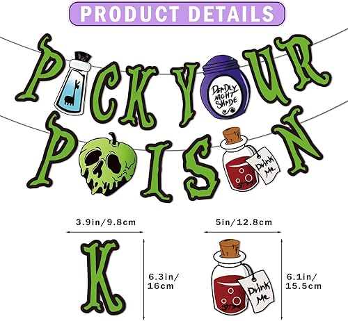 Miniatura 2 de Cartel con texto en inglés "Pick Your Poison para Hocus Pocus", decoración de fiesta de Halloween, suministros de fiesta de Halloween para adultos