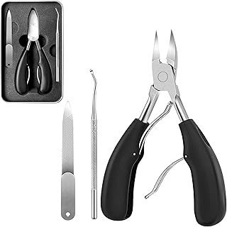 Toenail Clippers Kit, Toenail Clippers for thick nails - Olecranon Pliers, Nail File, Ingrown Toenail Lifter. Professional Surgical Stainless Steel Thick Toenail Clippers for Paronychia, Thick, Fungal, Ingrown Toenail. Sharp Curved Blade, Podiatrist Tool.
