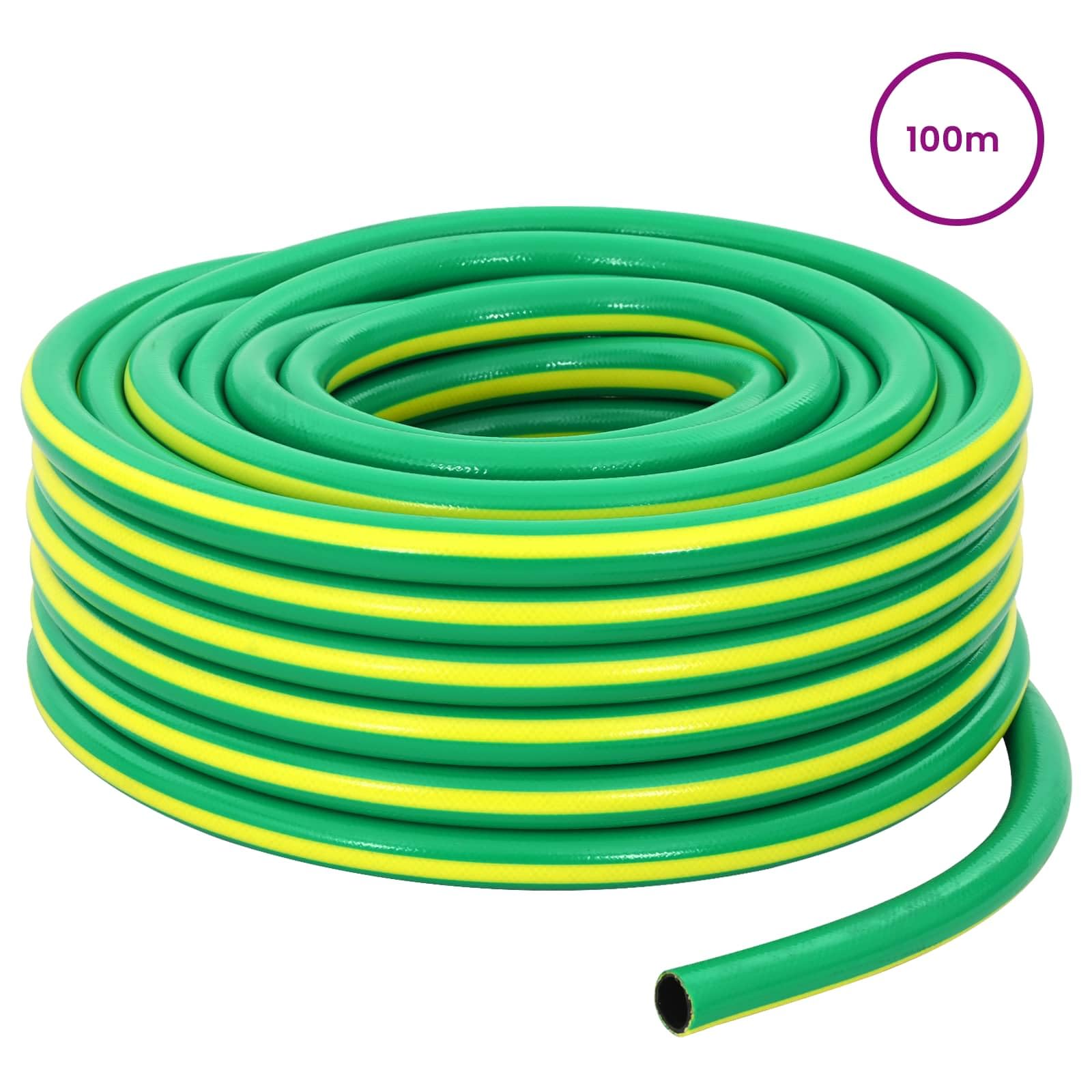 Gartenschlauch 1/2 Zoll 100 m 5-lagig flexibler Wasserschlauch für Bewässerung, PVC Schlauch knickfest grün