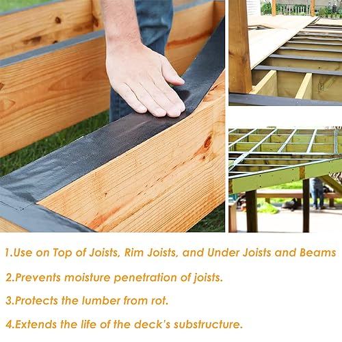 Miniatura 6 de Cinta de viguetas de cubierta, cinta de butilo de 6 x 50 pies para vigas de cubierta, cinta adhesiva impermeable y resistente a la intemperie para