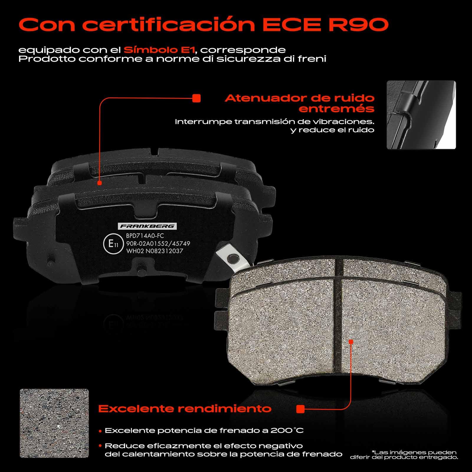 Frankberg 2 discos de freno + 4 pastillas de freno | 5830207A10, 5830207A00; Compatible con: Picanto TA, i10 PA, Picanto SA