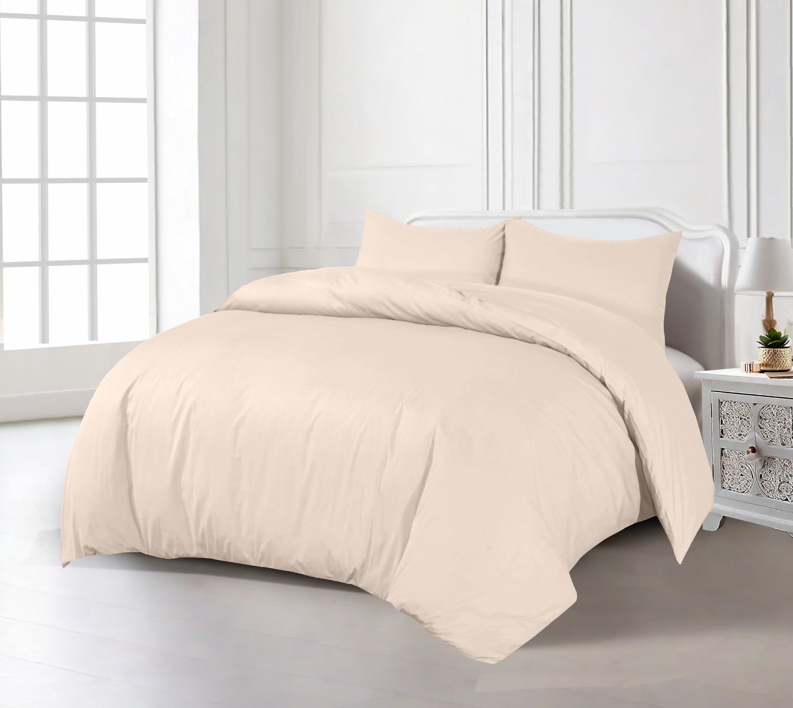 Crescent Collection Plain Duvet Cover With Pillowcase Percale Quilt Cover Bedding Set (Mocha, Double)