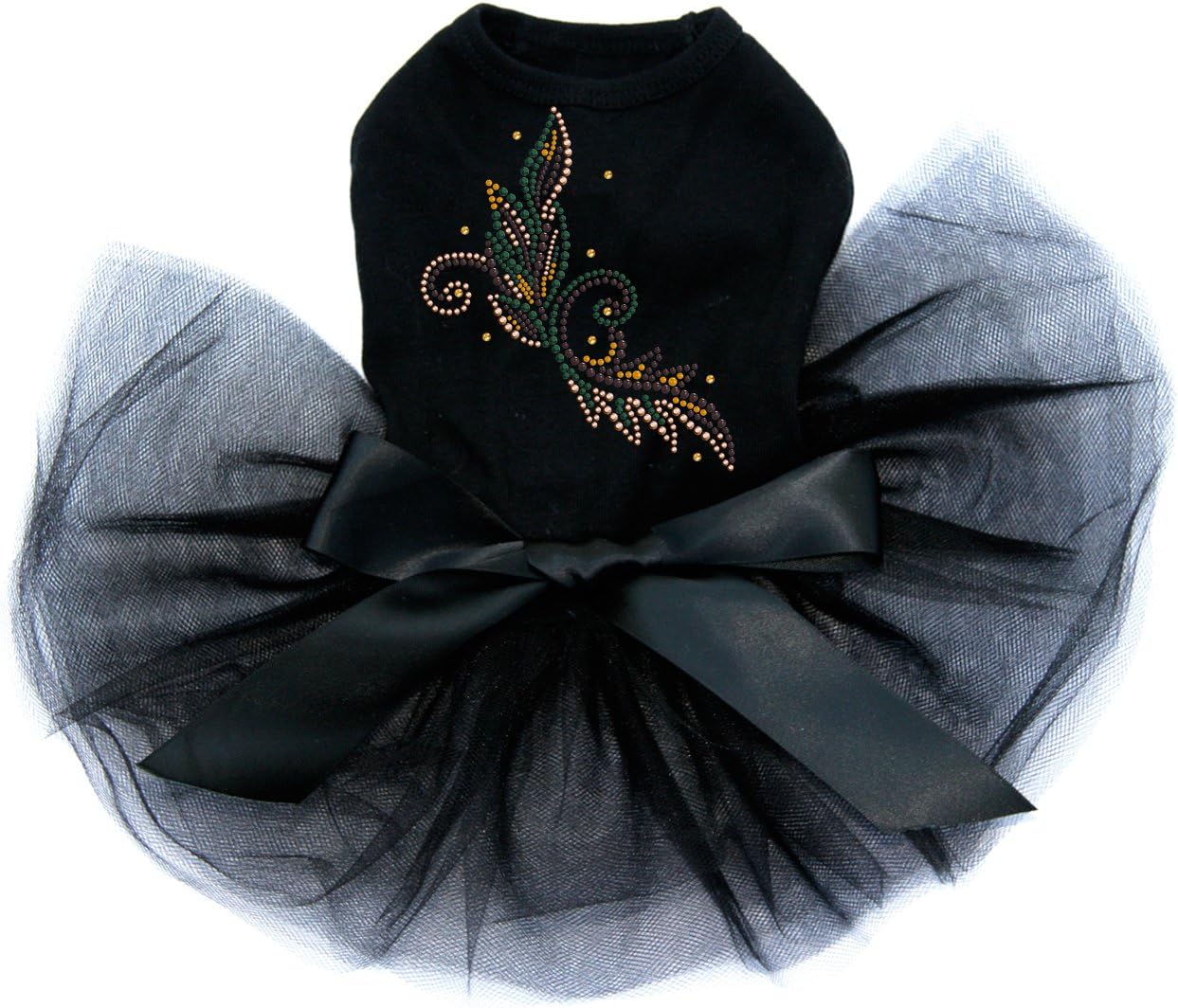Fall Leaves # 2 - Bling Rhinestone Dog Tutu Dress, XS Black