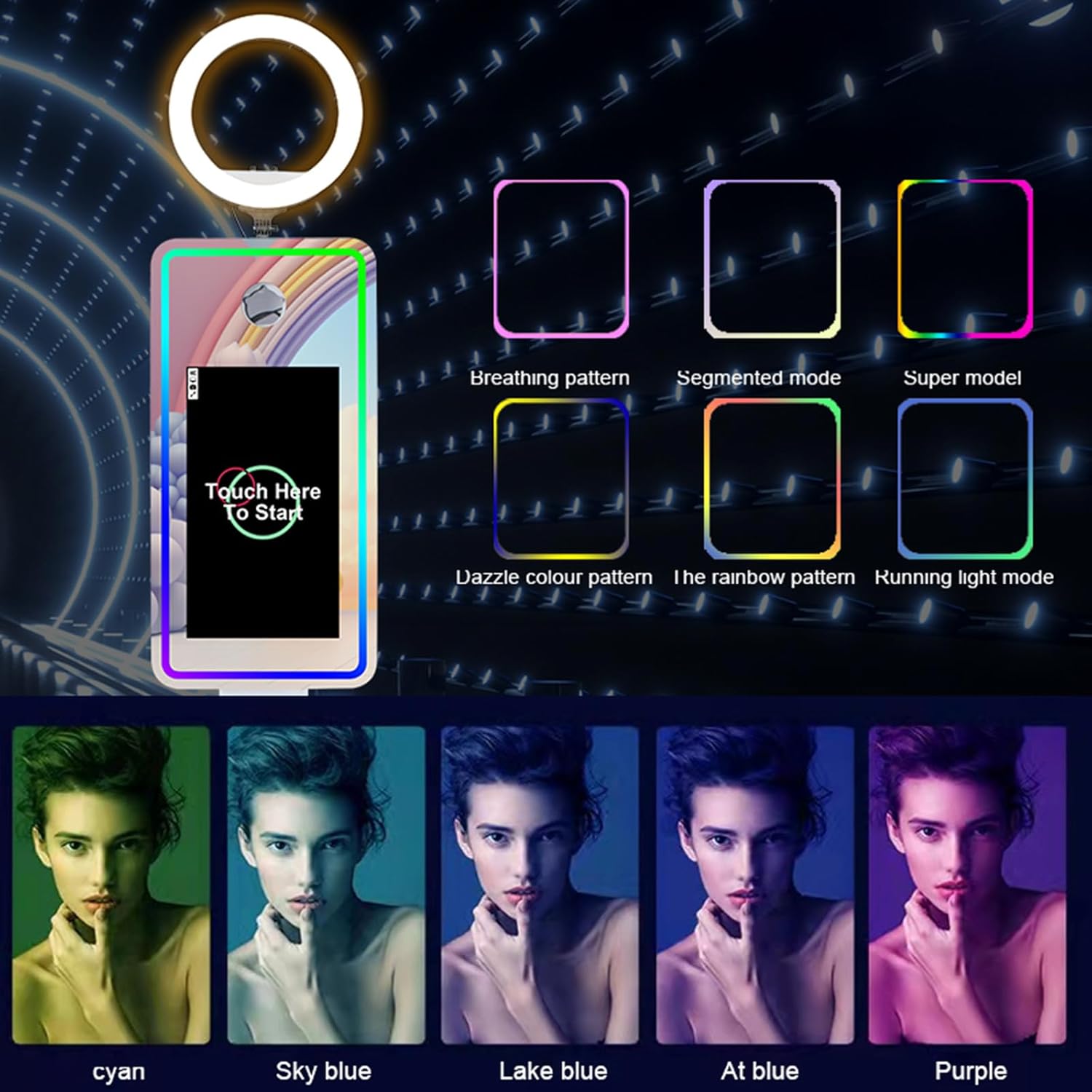 Magic Mirror Photo Booth 21.5" Touch Screen Camera Selfie DSLR Photobooth Machine with Software RGB LED Ring Light and Flight Case for Event Rental Wedding Party