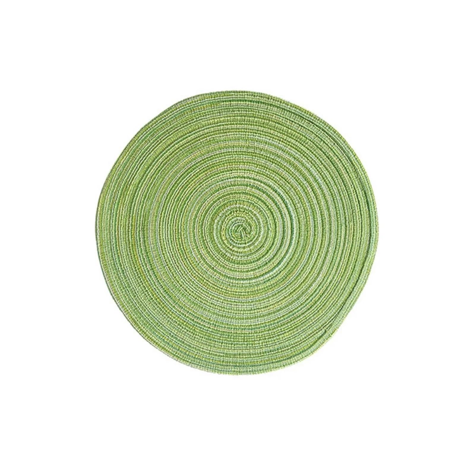 Cotton Coasters 4pcs Round Ramie Imitation Cotton Yarn Woven Anti Scald Insulation Dish Mat Household Table Coaster(Green)