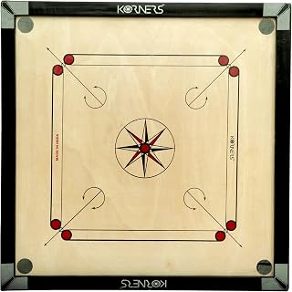 KORNERS Carrom Board with Striker, Coins & Powder | Premium Quality Game Set (32 Inch Carrom Round K3)