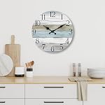 Wall Clock, Silent Non Ticking Wall Clocks Battery Operated, Rustic Wooden Clocks Decorative for Kitchen, Bathroom, Bedroom, Living Room, (8 Inch)