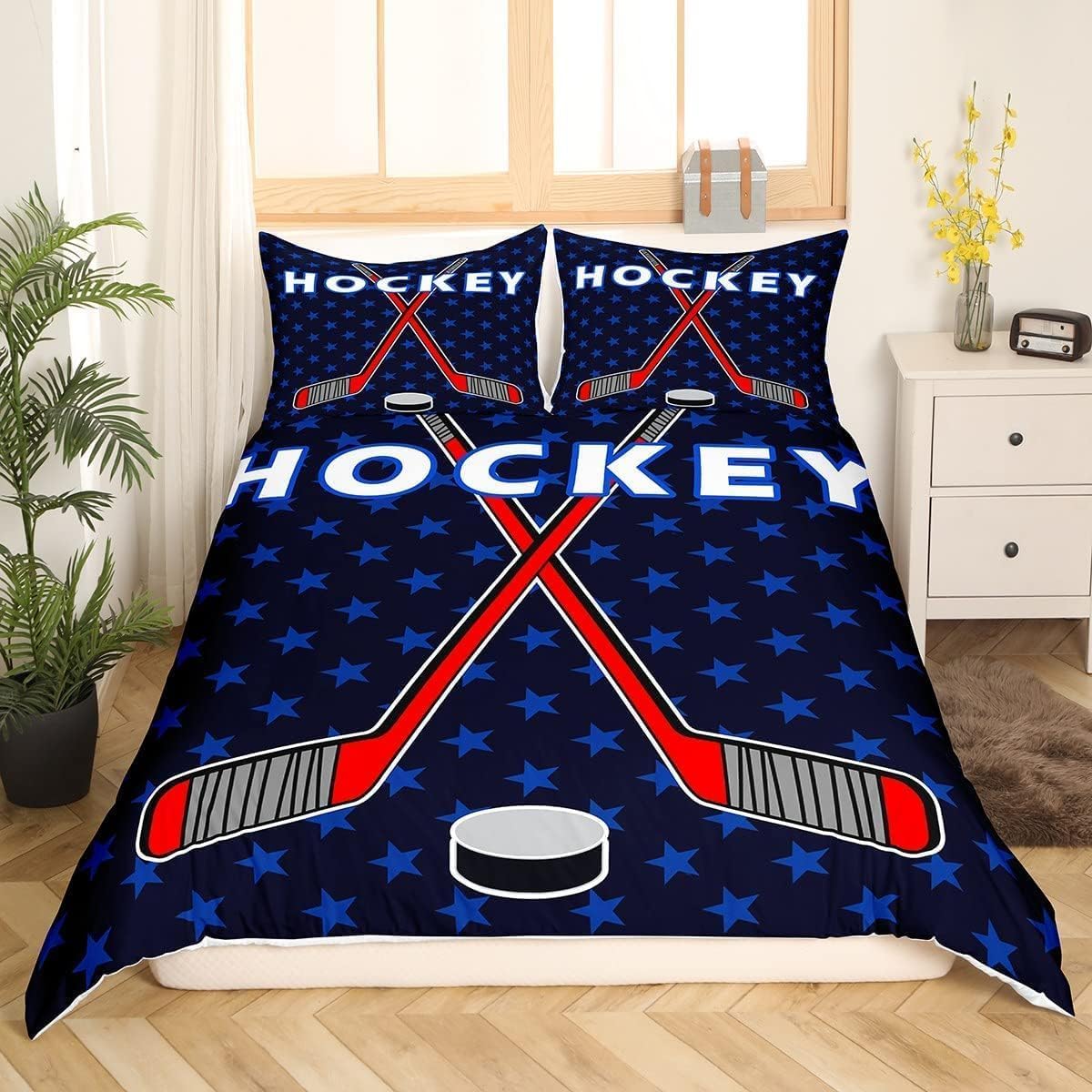 Housse de couette hockey 220x240 finie la couette qui glisse avec ce linge zippé