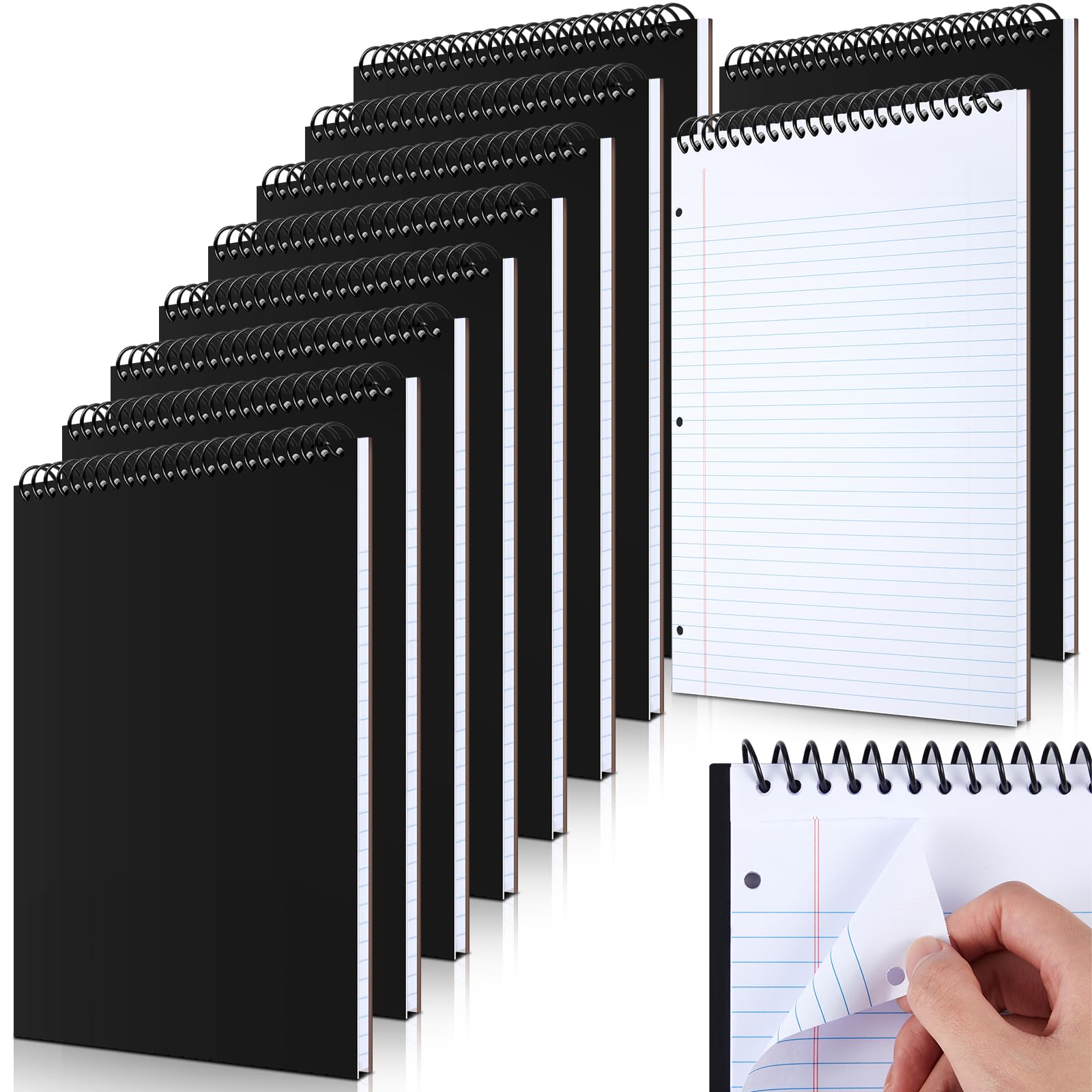 Blocs de notas legales MotiMind de 8.5x11 pulgadas con 3 agujeros y espiral para oficina