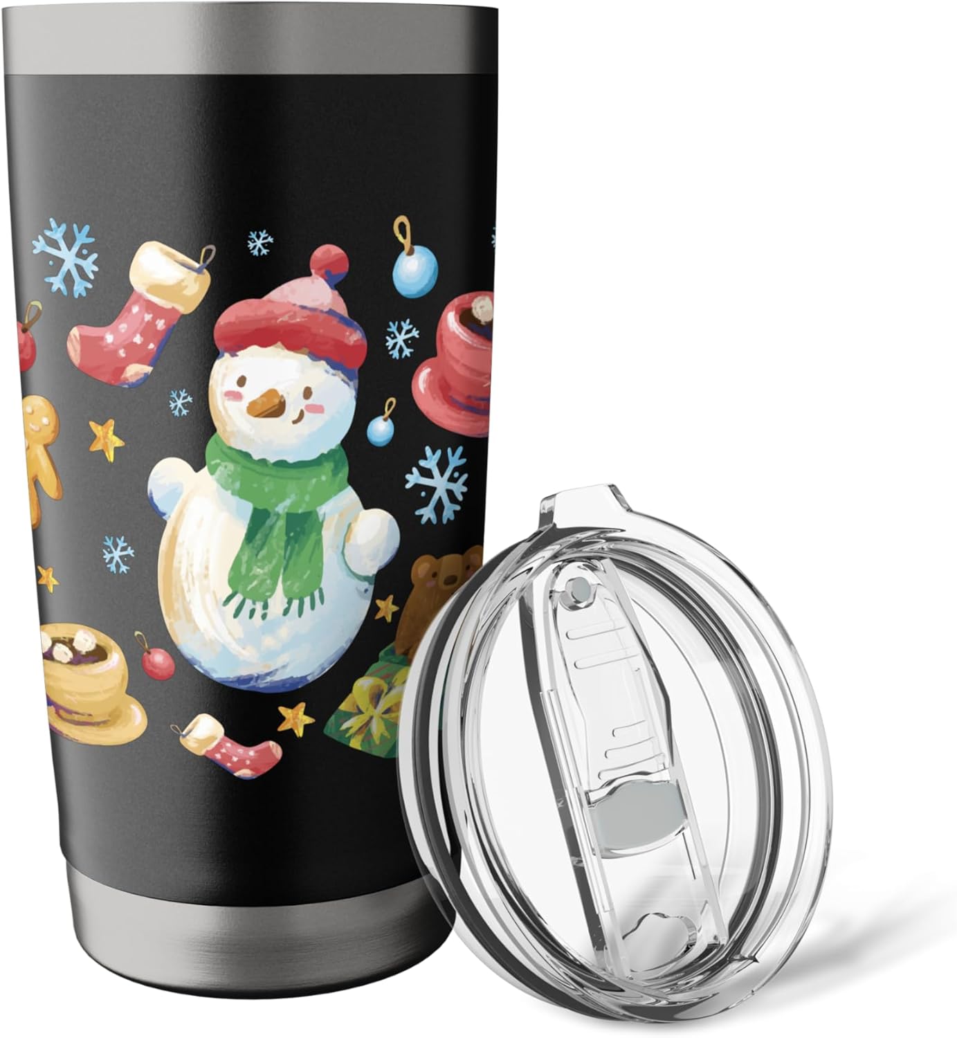Christmas Xmas Santa Snowman Stainless Steel Insulated Tumbler - Image 5